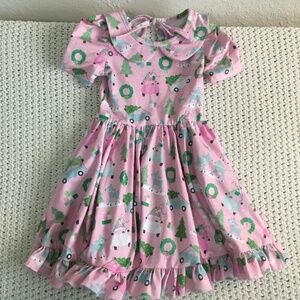 GIRLHOOD CHRISTMASS DRESS, SOFT, RUFFLED BOTTOM AND POCKETS